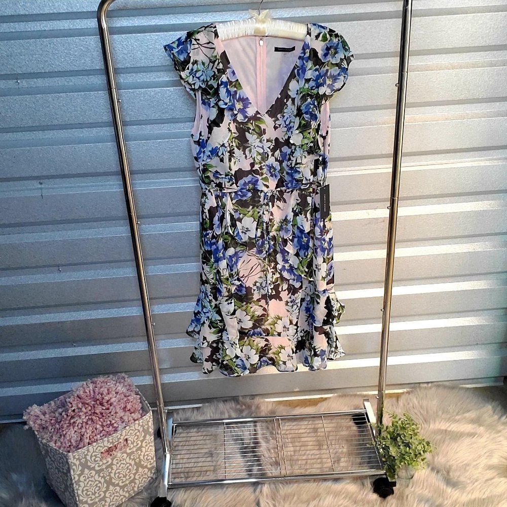 Tommy Hilfiger Blue & Pink Floral Chiffon Dress